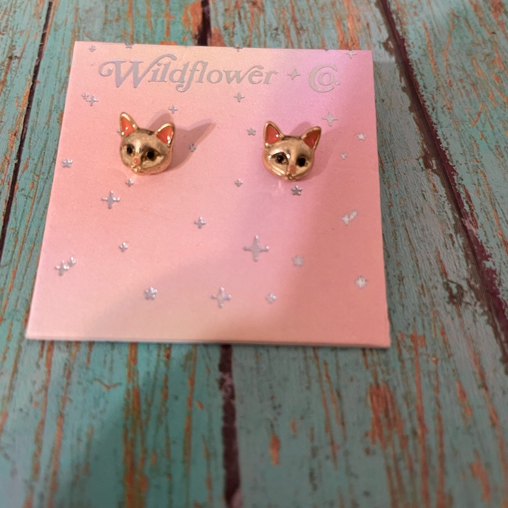 Wildflowers Cat Earrings
